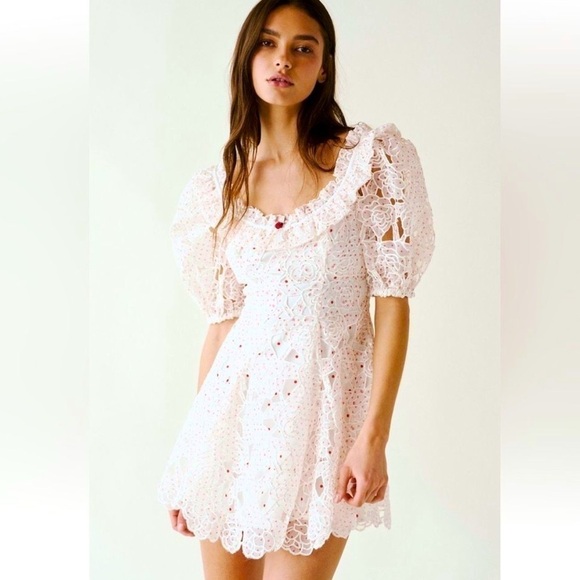 For Love and Lemons Aphrodite Embroidered Mini Dress Size XS NEW - Picture 1 of 16